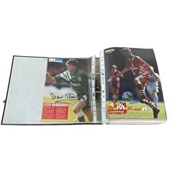 Mostly English footballing autographs and signatures, including Steve McManaman, Robbie Fowler, Ronnie Wheelan, Phil Neal etc, in one folder