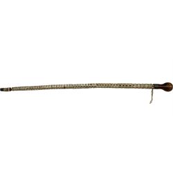 Sailors 19th century shark vertebrae walking stick with metal collar and wooden handle L91cm