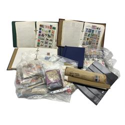 Great British and World stamps including Queen Elizabeth II pre and post decimalisation, Queen Victoria penny reds, Austria, Australia, Bermuda, Canada, China, Ceylon, Colombia, Dominica, Ireland, Gibraltar, France, Germany, Italy etc, in albums and loose, in one box