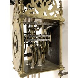 Brass lantern clock, mid 18th century of an earlier design, brass 6.5