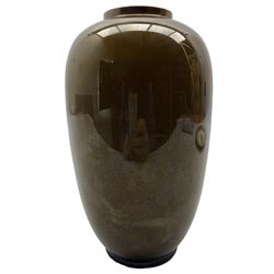 Burmantofts Faience brown-glaze vase, of ovoid form, no. 110 H22cm