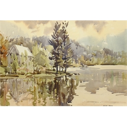 Angus Rands (British 1922-1985): House on the Lakeside, watercolour signed 36cm x 53cm