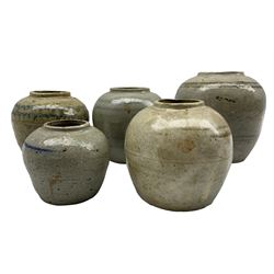 Five Chinese provincial ginger jars, of varying size, max H16cm (5)