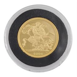 Queen Elizabeth II 2006 gold proof full sovereign coin, with The London Mint Office certificate