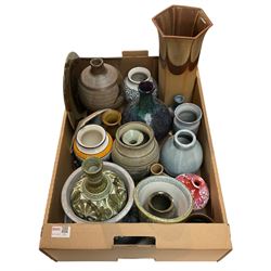 Studio pottery and 20th century pottery, including Denby, etc in one box