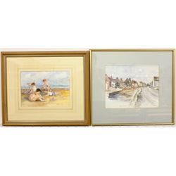 J R Burton (British 20th century): 'Beckside Beverley', watercolour signed titled and dated 1987; G H Robson: Staithes Beck, watercolour signed, and Summer Holidays, watercolour indistinctly signed, max 24cm x 30cm (3)