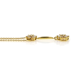  18ct gold flower cluster pendant necklace, stamped 18K 750  