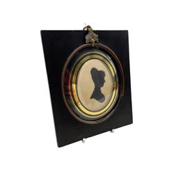 Attributed to Isabella Beetham (circa 1753-1825) - Silhouette of a lady, oval, head and shoulders, the frame with Miers and Field label 10cm x 8cm