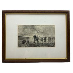 A Masse (British 19th century) after August Hagborg (Swedish 1852-1921): 'Low Tide in the Channel', etching signed in the plate, titled in pencil below the plate 15cm x 25cm