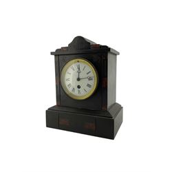 19th century - French Belgium slate timepiece mantle clock 