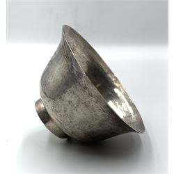 Chinese white metal wine cup with hammered finish, the interior with traces of gilding D10cm