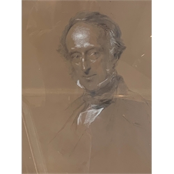 George Richmond (1809-1896): Half length portrait of Charles Wood, 1st Viscount of Halifax, pencil heightened in white and red chalk on brown paper, signed and dated 1861, 60cm x 45cm