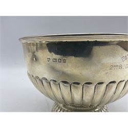 Silver rose bowl 'Egyptian Command Cricket Cup  Duke of Wellington's Regiment' D15cm London 1924 Maker Goldsmiths and Silversmiths Co. 8.6oz