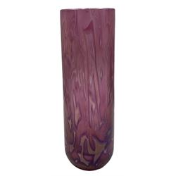 Five pieces of Royal Brierley pink lustre glass to inlude an atomizer of compressed circular form, three vases and bowl, H14cm max (5)