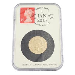 Queen Elizabeth II 2015 gold full sovereign coin, in display box