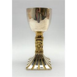 Silver and silver gilt  limited edition Exeter Cathedral goblet with gilt stem on a spreading foot 1980 No. 39/500 H16.5cm 9.4oz 