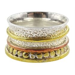 Silver and silver-gilt spinner ring, stamped 925