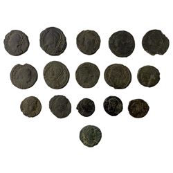 Roman coinage 4th century AD to include a collection of predominantly bronze nummi from rulers of the House of Constantine, including one classed as a rare mint (approx. 400 grams)
