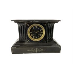 French - 19th century 8-day slate mantle clock. No pendulum.