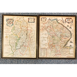 Richard Blome - Hand coloured map of Lincoln 33cm x 28cm and another of Nottinghamshire