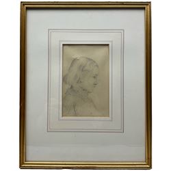 English School (18th century): Side Profile Portrait of a Young Girl, pencil sketch on paper unsigned, other sketches verso 19cm x 12cm