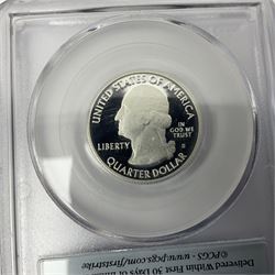 Five United States of America 2010 first strike silver quarter dollar coins, comprising Yosemite, Grand Canyon, Hot Springs, Yellowstone and Mount Hood, all encapsulated by PCGS
