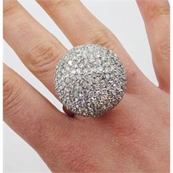Palladium diamond disco ball ring, hallmarked total diamond weight 15.00 carat