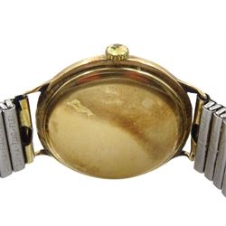 Tissot Stylist 9ct gold gentleman's manual wind wristwatch, London 1969 and an Accurist 9ct gold manual wind wristwatch, Birmingham 1944, both on gilt bracelets