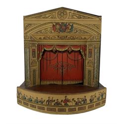 1940s Pollock's toy theatre, having a decorated facia including a full orchestra and curtains, H35cm x W31cm 