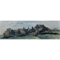 George Weatherill (British 1810-1890): 'A Farm at Twilight', watercolour unsigned 9cm x 28cm
Provenance; Abbott & Holder label attached verso 'from a private collection of Weatherills formed c1930