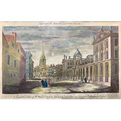 After John Donowell (British 1753-1786): 'Perspective View of St Mary's Church All Souls University and Queen's Colleges in Oxford', engraving with hand colouring published for The Modern Universal British Traveller together with four engravings of York and one other max 19cm x 29cm (6)