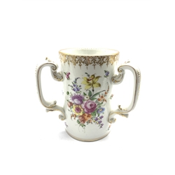 20th century Dresden Tyg hand-painted with floral sprays and gilt borders, H21cm 
