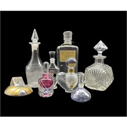 Nina Ricci Lalique glass scent bottle with gilt collar, early 20th century cut glass scent bottle, Glass Works and other scent bottles (7)