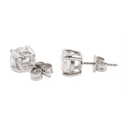 Pair of 18ct white gold round brilliant cut diamond earrings, total diamond weight 2.48 carat, with World Gemological Institute report
