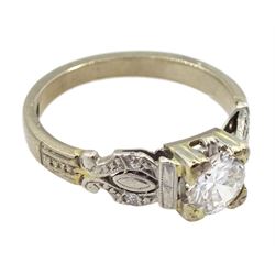 White gold single stone round brilliant cut diamond ring, stamped 18ct, diamond approx 0.50 carat