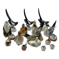 USSR Lomonosov models of birds comprising magpies, ptarmigan, teal, gull and others max (16) H21cm