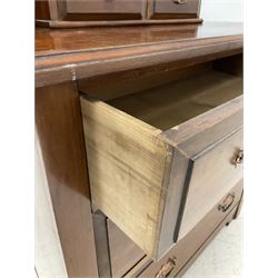 Edwardian walnut dressing chest, the adjustable swing mirror over two small drawers over three graduated drawers to base W92cm, H106cm, D48cm 