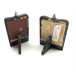 Pair of late 19th century circular miniatures of an Indian ruler and his wife in mirrored frames with easel stands H11cm
