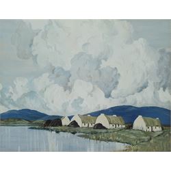 Attrib. Paul Henry (Irish 1876-1958): Lakeside Cottages Connemara, gouache unsigned 43cm x 54cm