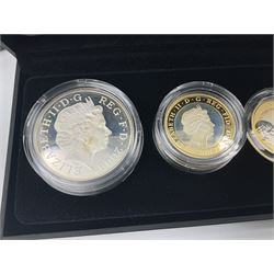 The Royal Mint United Kingdom 2009 silver proof piedfort four coin collection, including Kew Gardens fifty pence, cased with certificate 