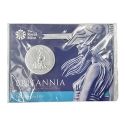 The Royal Mint United Kingdom 2015 'Britannia' fine silver fifty pound coin, on card