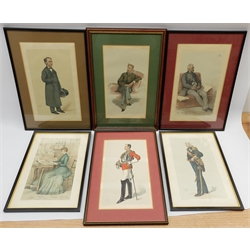 After Liborio 'Lib' Prosperi (1854-1928): 'The Winning Post', Vanity Fair lithograph pub. 1888; After Sir Leslie Matthew 'Spy' Ward (British 1851-1922): Six Vanity Fair prints, together with six after Théobald 'T' Chartran (1849-1907), four after Carlo 'Ape' Pellegrini (1839-1889), an early 20th century Vanity Fair catalogue, and a copy of 'The Cricketers of Vanity Fair' by Russell March (19)