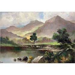 Jack M. Ducker (Scottish fl.1910-30): Scottish Highland River Landscape, oil on board signed 38cm x 53cm