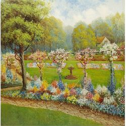 English School (20th century): Country Garden, oil on panel unsigned 80cm x 80cm