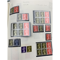 Collection  of stamps and coins including Queen Victoria and later Great British stamps, small number of Queen Elizabeth II mint stamps,  Australian Antarctic Territory stamps, George III 1807 penny, Queen Victoria 1857 penny, 1885 India one rupee coin, French one franc 1887A, pre-decimal coins etc