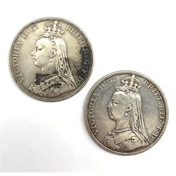 Queen Victoria 1889 and 1890 crown coins 