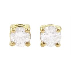 Pair of 18ct gold round brilliant cut diamond stud earrings, total diamond weight approx 0.35 carat