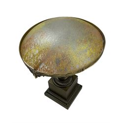 Victorian style urn form table lamp with mottled shade, H47cm 