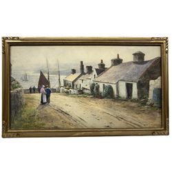 Warren Williams ARCA (British 1863-1941): 'Morning in Moelfra Village Anglesey', watercolour signed and titled 35cm x 64cm