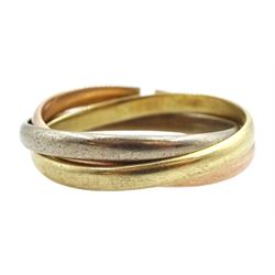Yellow, white and rose gold ring, stamped 14K 585, approx 5.5gm
